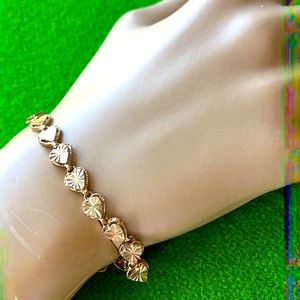 Vintage sterling silver gold plated Turkey etched heart bracelet